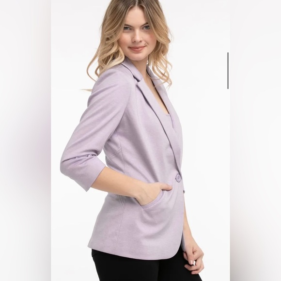 Ricki’s blazer lilac ruched‎ 3/4 sleeves notch collar single button - Picture 5 of 14